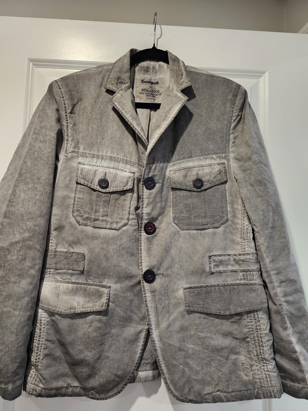 Desigual Men's Gray Corduroy Field Jacket